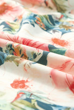 Load image into Gallery viewer, Ruffled Printed Tie Neck Cap Sleeve Blouse