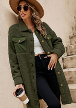 Load image into Gallery viewer, Collared Neck Long Sleeve Longline Teddy Jacket