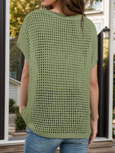 Load image into Gallery viewer, Openwork Round Neck Short Sleeve Cover-Up