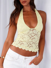 Load image into Gallery viewer, Lace Backless Halter Neck Cami