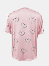 Load image into Gallery viewer, Full Size Lace Detail Heart Round Neck Short Sleeve Top