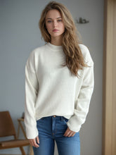 Load image into Gallery viewer, Round Neck Drop Shoulder Long Sleeve Sweater
