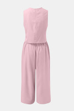 Load image into Gallery viewer, Round Neck Top and Wide Leg Pants Set