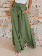 Load image into Gallery viewer, Drawstring Wide Leg Pants with Pockets