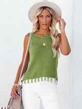 Load image into Gallery viewer, Cutout Tassel Round Neck Tank