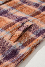 Load image into Gallery viewer, Plus Size Plaid Collared Neck Long Sleeve Jacket