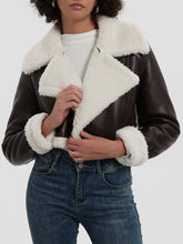 Load image into Gallery viewer, Collared Neck Long Sleeve Plush Cropped Jacket