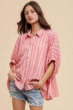 Load image into Gallery viewer, Annie Wear Striped Button Up Half Sleeve Shirt