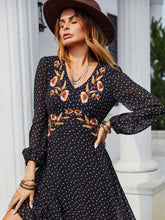 Load image into Gallery viewer, Embroidered V-Neck Long Sleeve Dress
