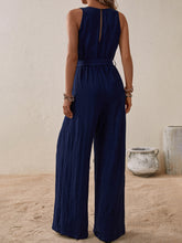 Load image into Gallery viewer, Tied Surplice Sleeveless Wide Leg Jumpsuit