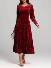 Load image into Gallery viewer, Flower Print V-Neck Long Sleeve Midi Dress