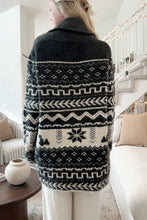 Load image into Gallery viewer, Snowflakes Collared Neck Long Sleeve Cardigan