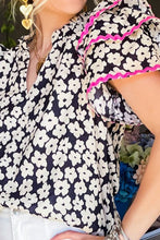 Load image into Gallery viewer, Printed V-Neck Flounce Sleeve Blouse