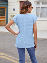 Load image into Gallery viewer, Textured Round Neck Cap Sleeve T-Shirt