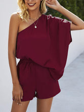 Load image into Gallery viewer, Single Shoulder Batwing Sleeve Romper