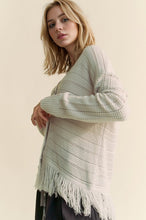 Load image into Gallery viewer, Davi &amp; Dani Fringe V-Neck Button Up Long Sleeve Cardigan