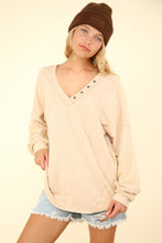Load image into Gallery viewer, VERY J Washed V-Neck Exposed Seam Knit Top