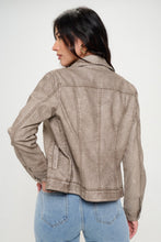 Load image into Gallery viewer, Coalition LA Button Down Cargo Vegan Leather Shacket