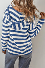 Load image into Gallery viewer, Drawstring Striped Long Sleeve Hooded Sweater