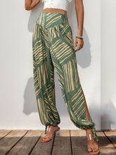 Load image into Gallery viewer, Smocked Slit Printed High Waist Pants