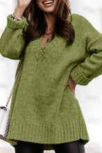 Load image into Gallery viewer, V-Neck Dropped Shoulder Sweater