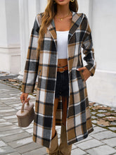 Load image into Gallery viewer, Plaid Long Sleeve Hooded Coat