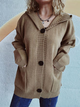 Load image into Gallery viewer, Dropped Shoulder Long Sleeve Hooded Cardigan