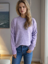 Load image into Gallery viewer, Round Neck Drop Shoulder Long Sleeve Sweater