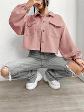 Load image into Gallery viewer, Collared Neck Dropped Shoulder Jacket
