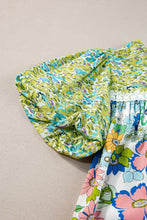 Load image into Gallery viewer, Printed Round Neck Puff Sleeve Blouse