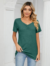 Load image into Gallery viewer, Ruched V-Neck Short Sleeve T-Shirt