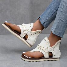 Load image into Gallery viewer, Studded Raw Hem Flat Sandals