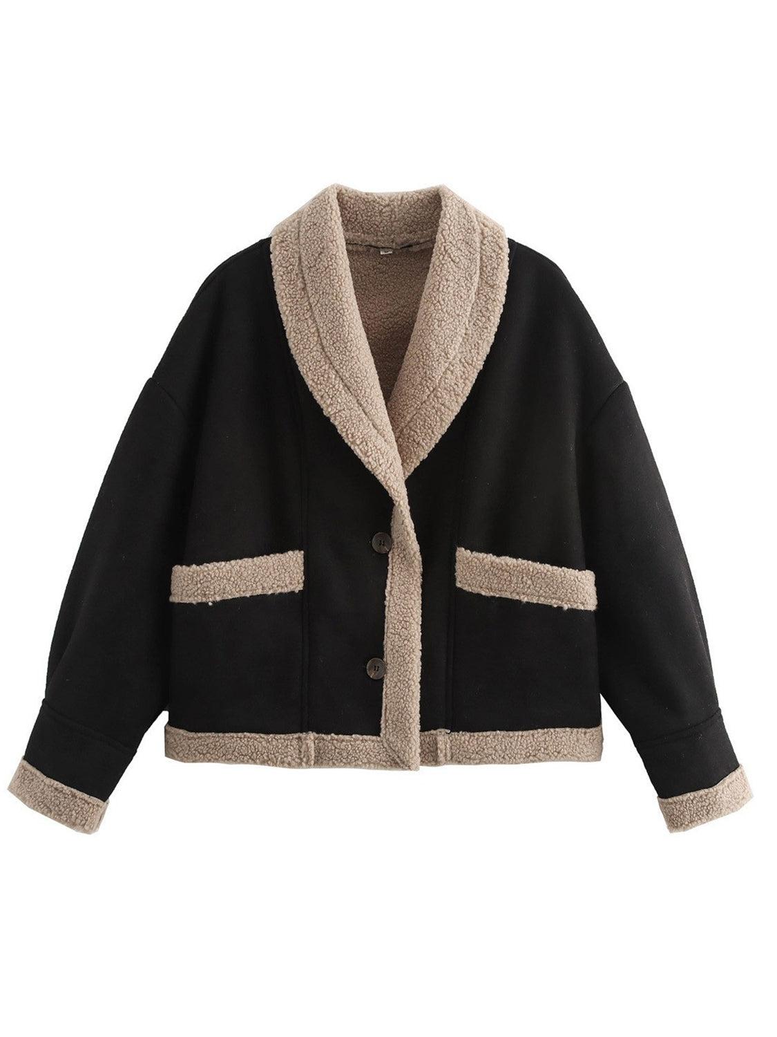 Load image into Gallery viewer, Fuzzy Collared Neck Long Sleeve Jacket