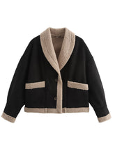 Load image into Gallery viewer, Fuzzy Collared Neck Long Sleeve Jacket