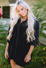 Load image into Gallery viewer, Sequin Collared Neck Three-Quarter Sleeve Oversize Shirt