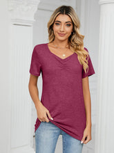 Load image into Gallery viewer, Ruched V-Neck Short Sleeve T-Shirt