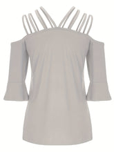 Load image into Gallery viewer, Full Size Cold Shoulder Three-Quarter Sleeve Blouse