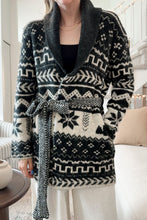 Load image into Gallery viewer, Snowflakes Collared Neck Long Sleeve Cardigan