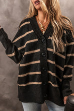 Load image into Gallery viewer, Striped Button Down Long Sleeve Cardigan