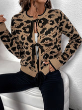 Load image into Gallery viewer, Perfee Tied Leopard Long Sleeve Cardigan