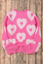 Load image into Gallery viewer, Pearl Detail Heart Round Neck Long Sleeve Sweater