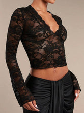 Load image into Gallery viewer, V-Neck Flare Sleeve Lace Top