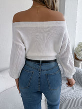 Load image into Gallery viewer, Cable Knit Off-Shoulder Long Sleeve Sweater