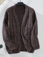 Load image into Gallery viewer, Cable-Knit Open Front Long Sleeve Cardigan