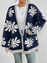 Load image into Gallery viewer, Contrast Dropped Shoulder Long Sleeve Cardigan