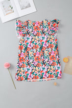 Load image into Gallery viewer, Ruffled Printed V-Neck Cap Sleeve Blouse