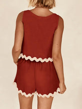 Load image into Gallery viewer, Contrast Rickrack Trim Sleeveless Top and Shorts Set