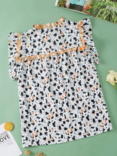 Load image into Gallery viewer, Ruffled Printed Mock Neck Cap Sleeve Blouse