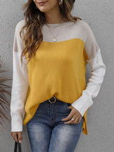 Load image into Gallery viewer, Color Block Round Neck Sweater