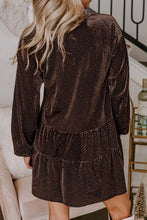 Load image into Gallery viewer, Textured V-Neck Long Sleeve Mini Dress